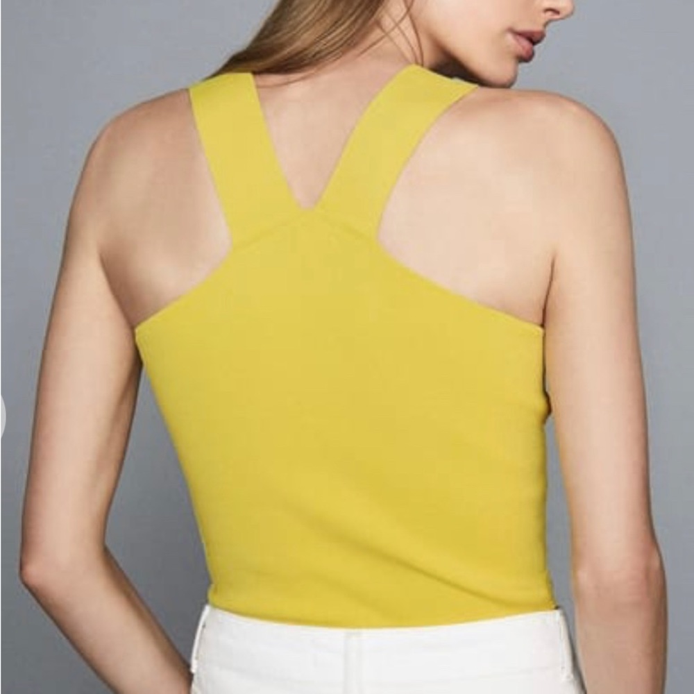 Reiss Knitted Front And Back Sleeveless V-Neck Top. GORGEOUS. Yellow. Size:S - Picture 5 of 15